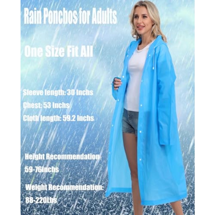 2-Pack Reusable Rain Ponchos f - Emergency Poncho Rain recensione e prezzo