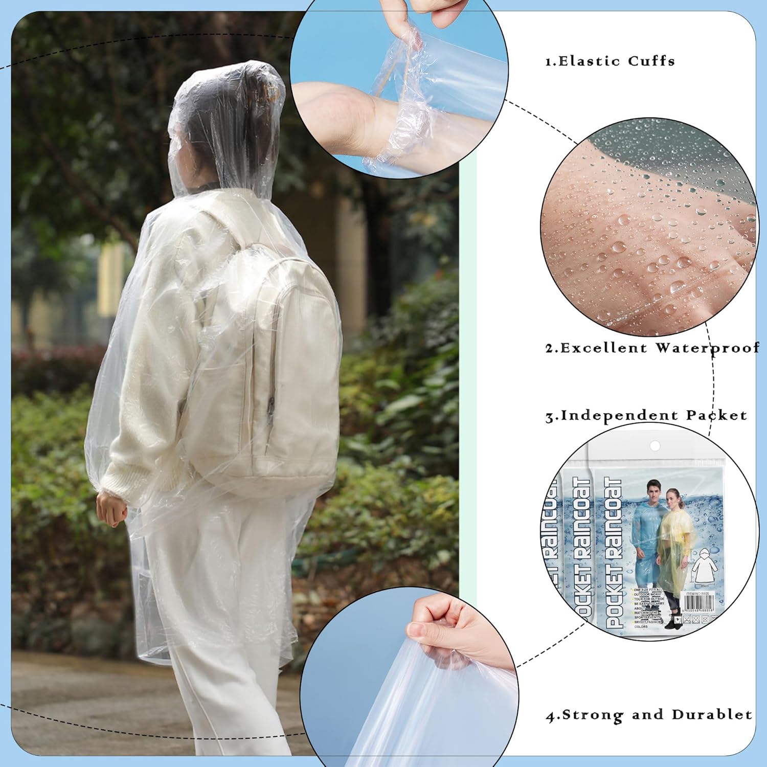10 Pack Disposable Rain Poncho - Emergency Poncho Rain recensione e prezzo