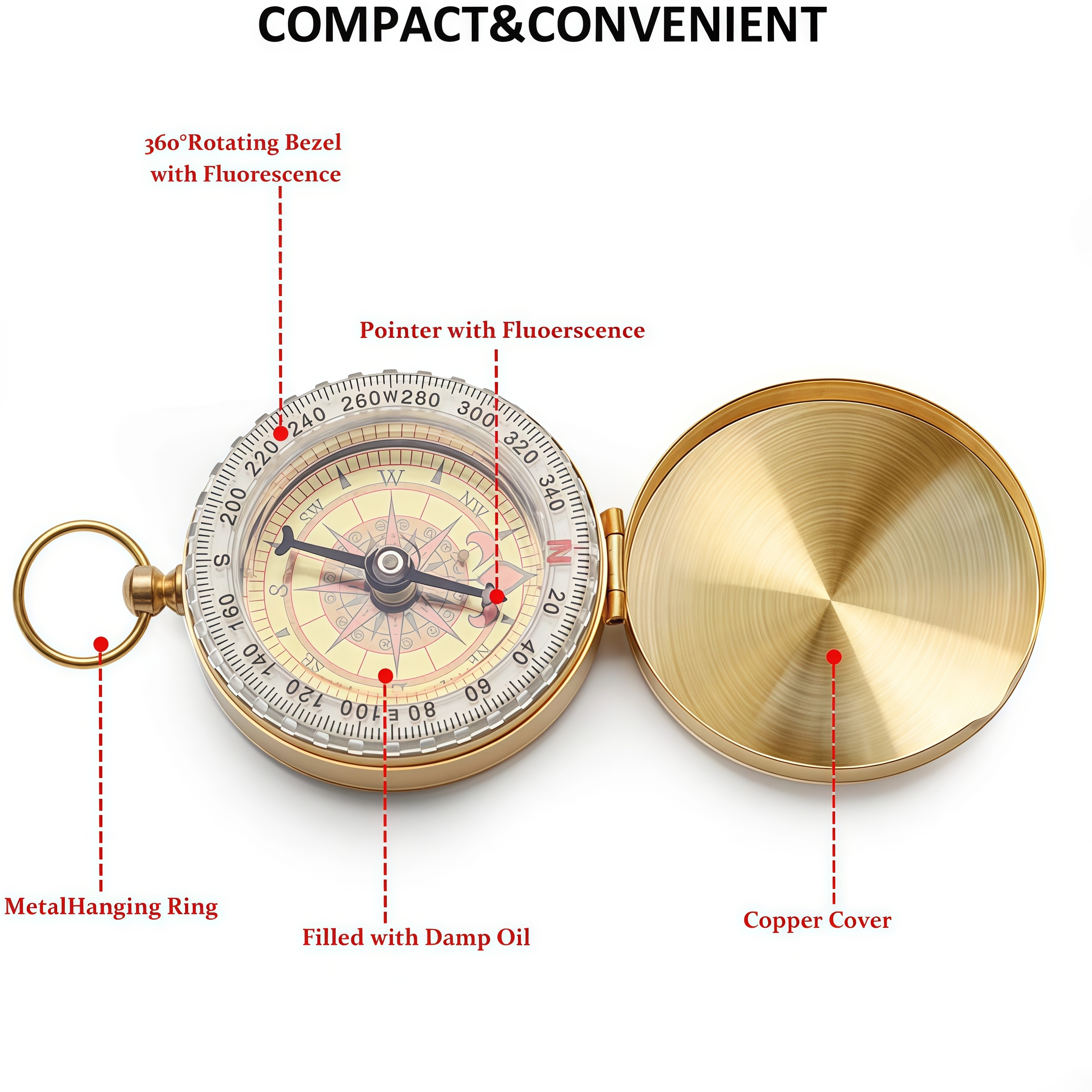 Brass Outdoor Compass - Gold C - Compass Lensatic recensione e prezzo