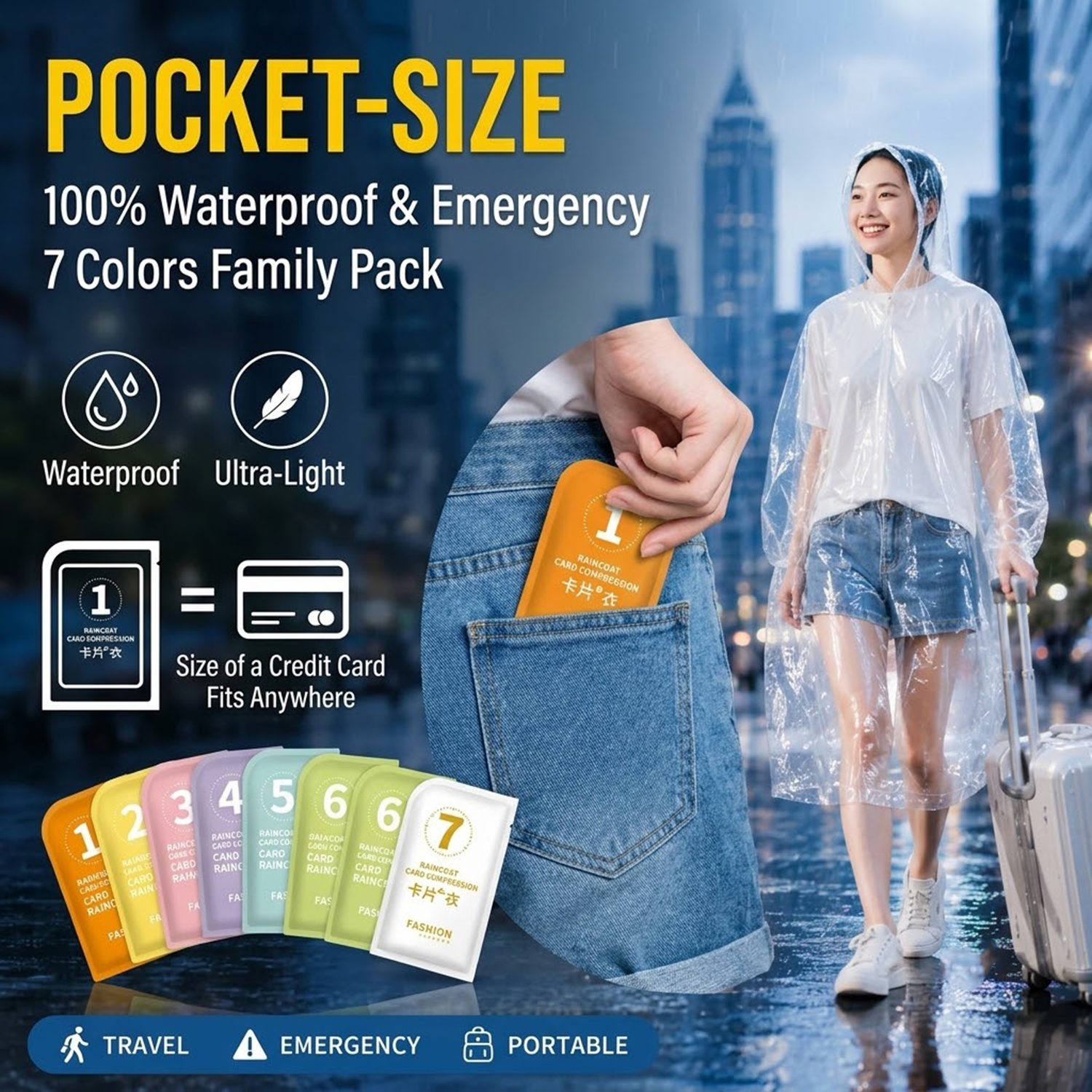 Unisex Portable Card Disposabl - Emergency Poncho Rain recensione e prezzo