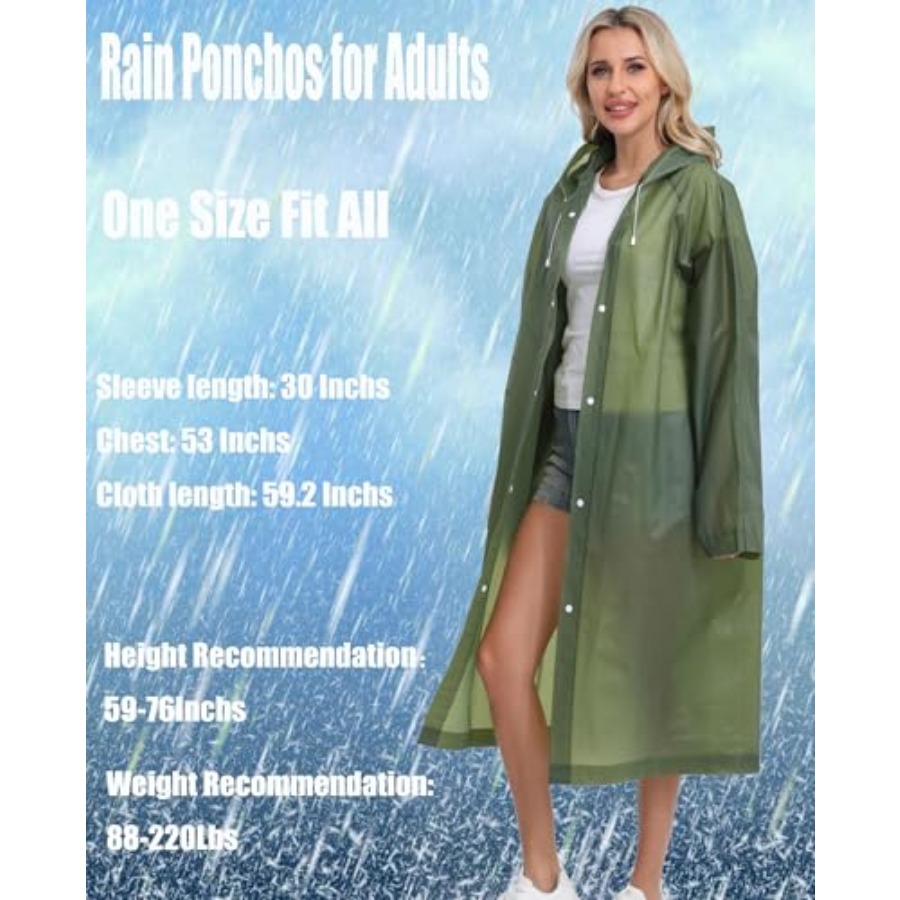 2-Pack Reusable Rain Ponchos f - Emergency Poncho Rain recensione e prezzo